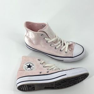 Converse Arctic Pink Velvet Hightop Sneakers 7